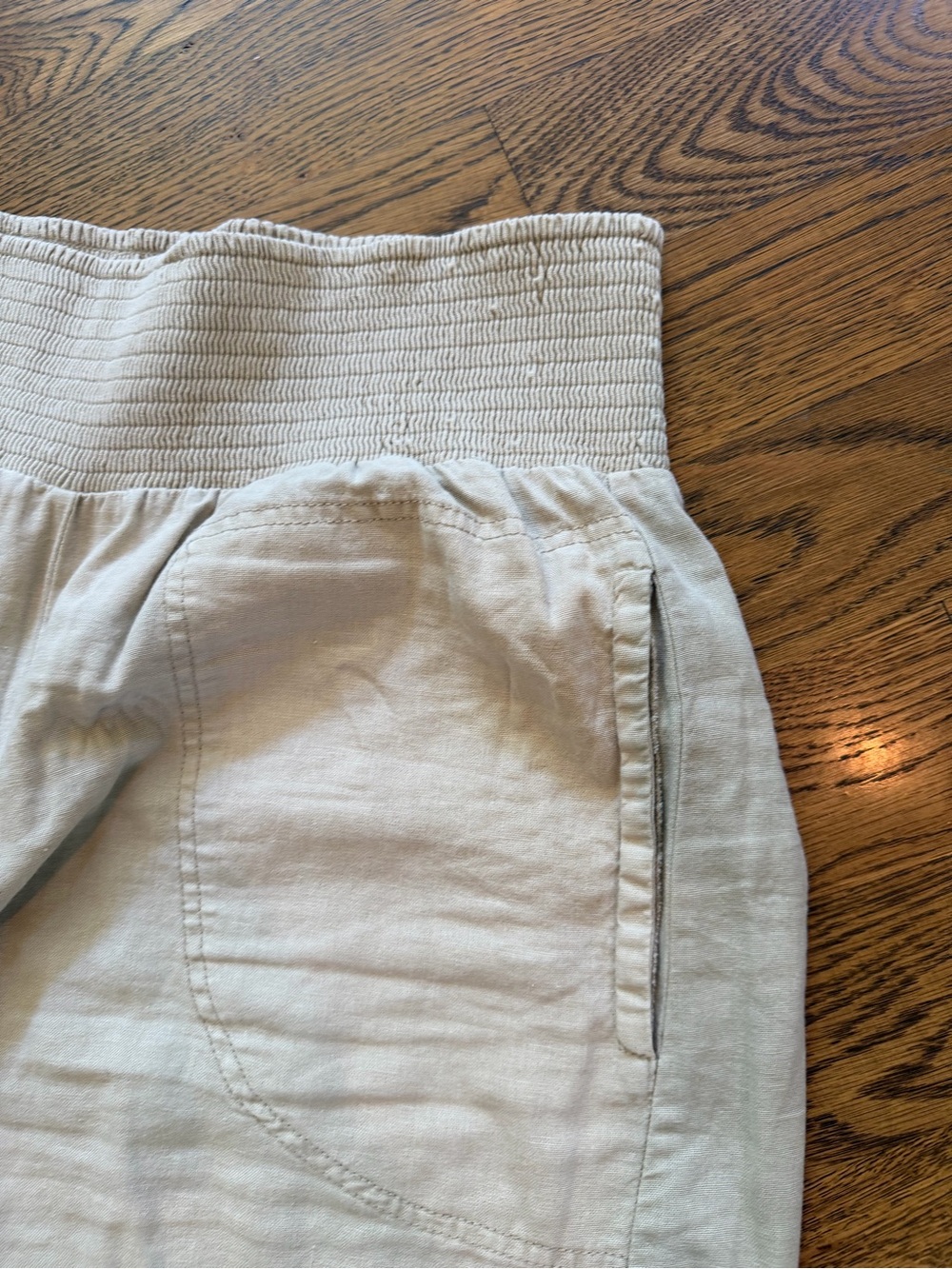 Anthropologie Light Beige Relaxed Elastic-Waist Pants Pilcro large - Picture 2 of 4